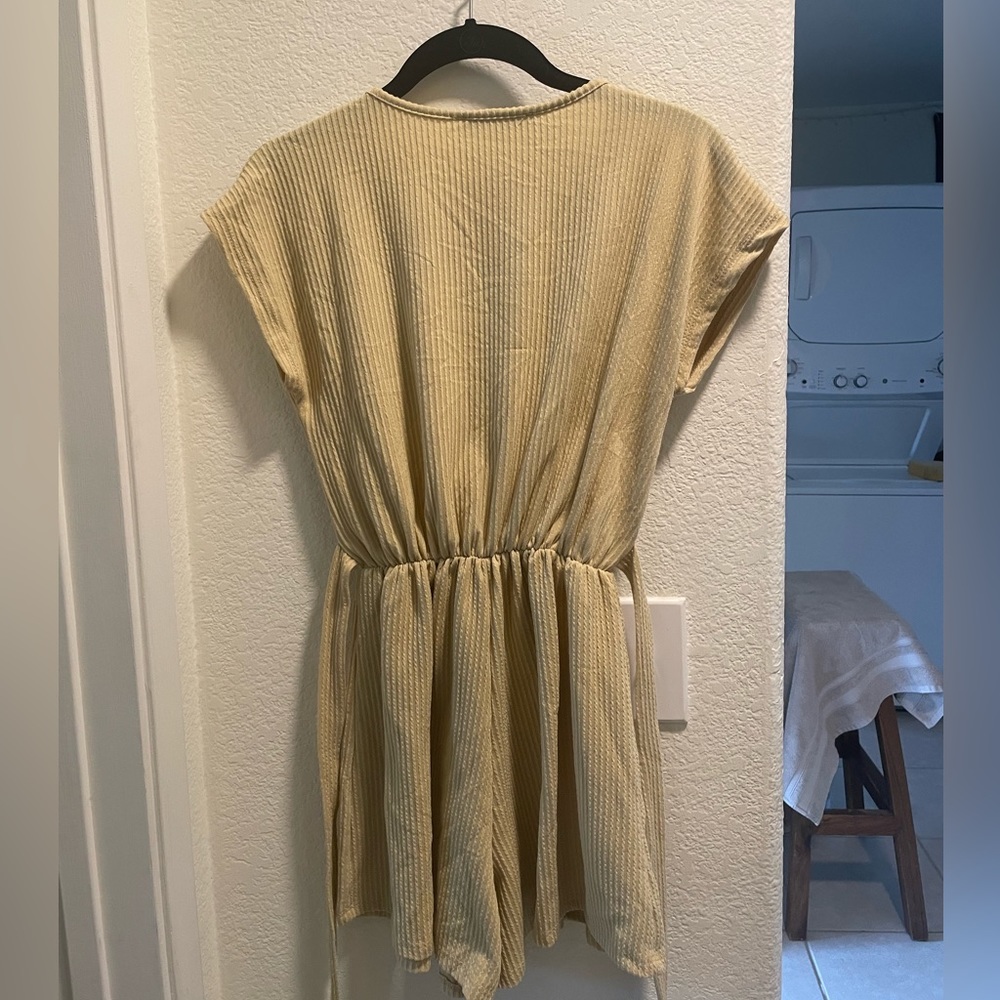 tan romper from caution to the wind